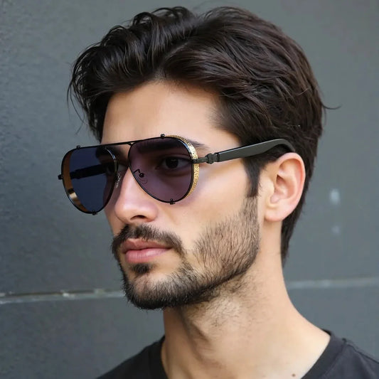 Vintage 2025 Sunglass for Men Retro Glasses Metal Frames Workplace Light Luxury Accessories Men's Glasses Sunglasses Men K's Collection Store