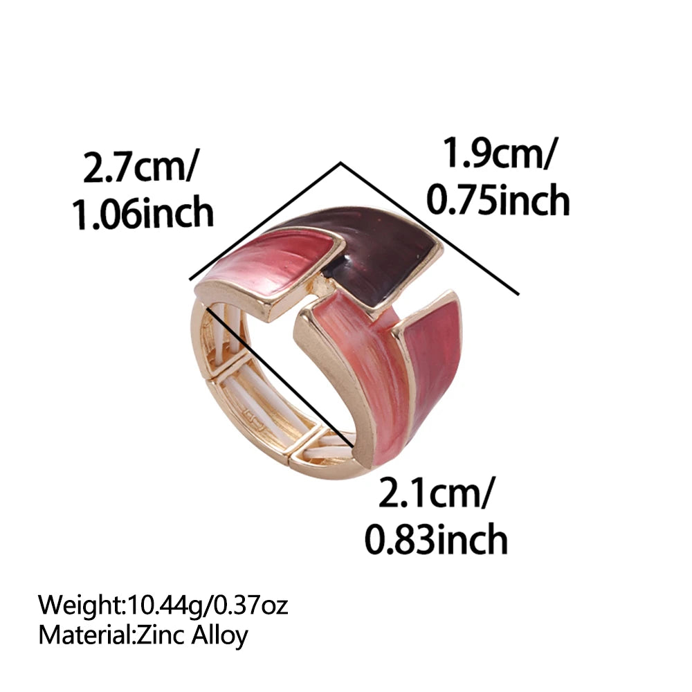 Fashion Drip Oil Geometric Gold Color Rings for Women Accessories Trendy Elastic Adjustable Ring Party Prom Jewelry Gift K's Collection Store