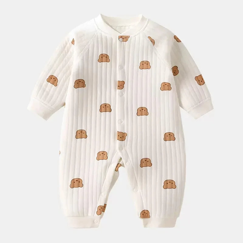 Winter Baby Jumpsuit Long Sleeves and Long Pants Warm Double-faced Fleece Cartoon Design for Boys Girls Bodysuit K's Collection Store