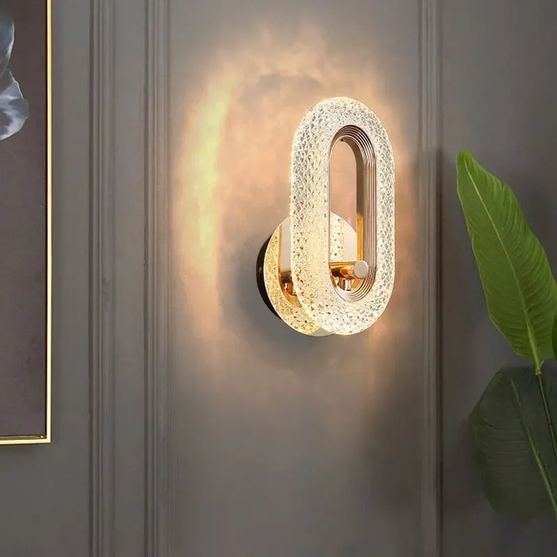 Luxury Bedroom Decoration Wall Lamp Acrylic Lampshade Rose Gold Metal Body Sconce Light LED Home Corridor Warm Atmosphere Lustre K's Collection Store