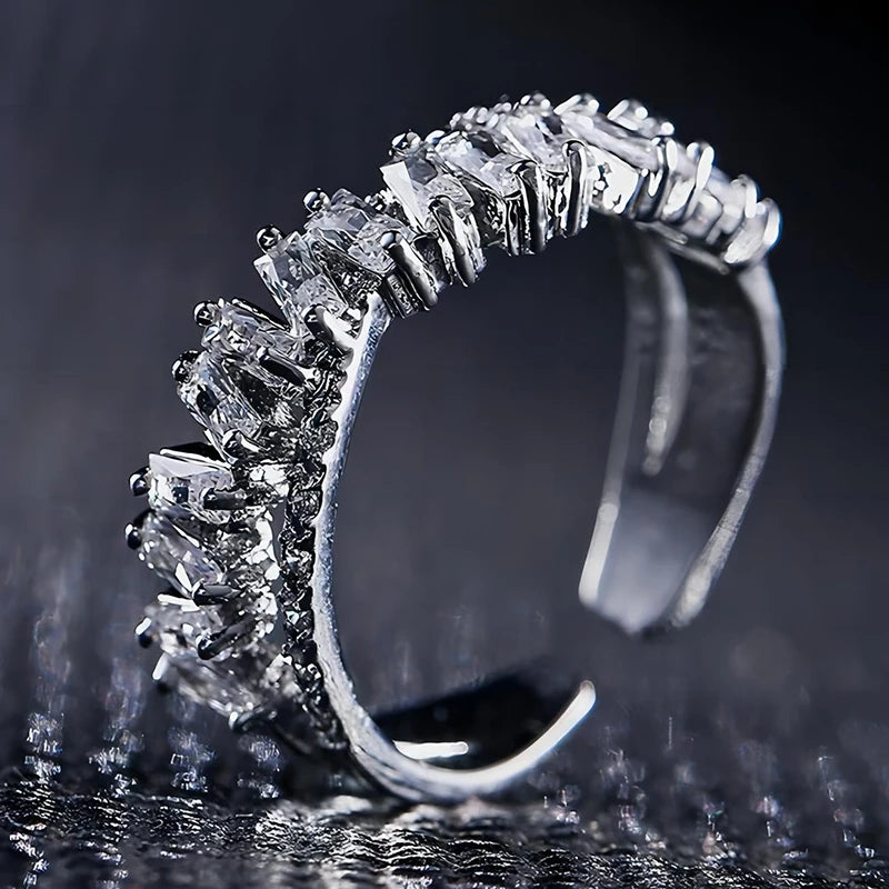 Adjustable Geometric Cubic Zirconia Ring K's Collection Store