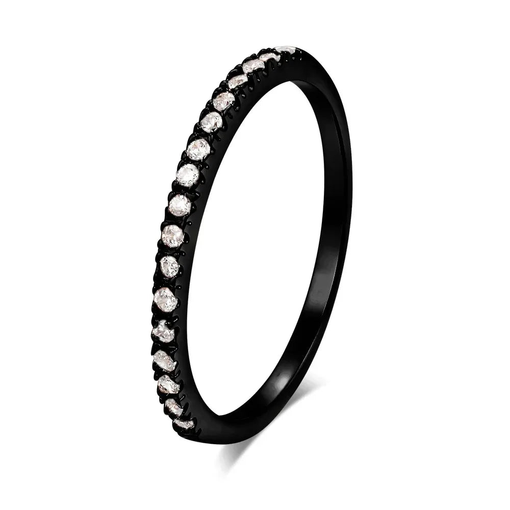 Simple Delicate Trendy Shiny Inlay Zirconia Thin Rings for Women Rose Gold Silver Colour Ring Wedding Accessory Jewelry Gifts K's Collection Store