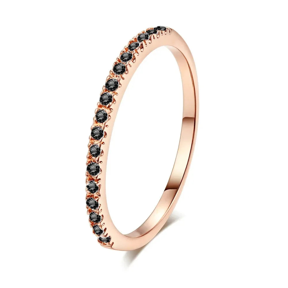 Simple Delicate Trendy Shiny Inlay Zirconia Thin Rings for Women Rose Gold Silver Colour Ring Wedding Accessory Jewelry Gifts K's Collection Store