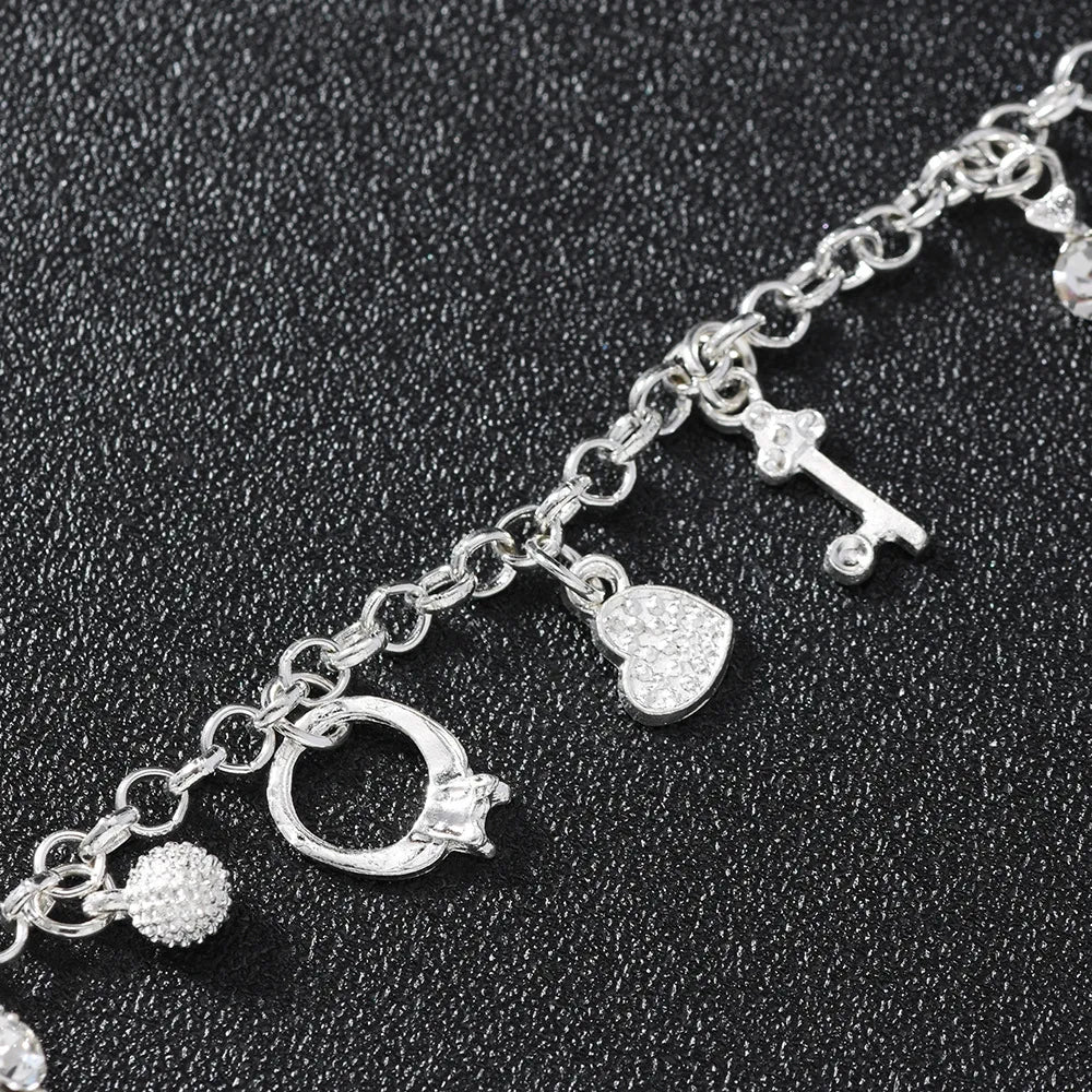 Bracelet European and American Silver Fashion Thirteen Pendant Bracelet Women's Multi-Element Jewelry Simple Style Bracelet Whol K's Collection Store