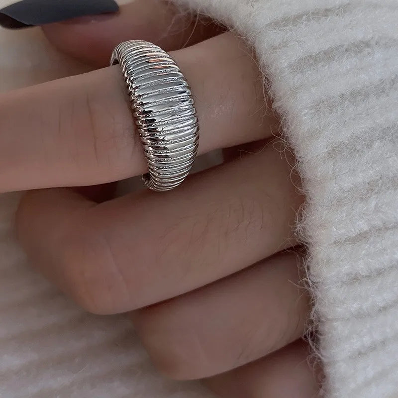 Real 925 sterling silver finger rings for women irregular Trendy fine Jewelry Large Adjustable Antique Rings Anillos K's Collection Store