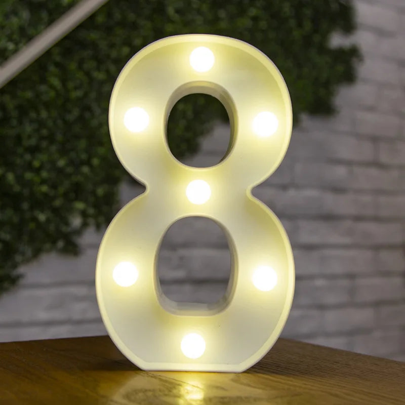 Luxury Alphabet Letter LED Lights Luminous Number Lamp  Battery Night Light for Home Wedding Birthday Christmas Party Decoration K's Collection Store