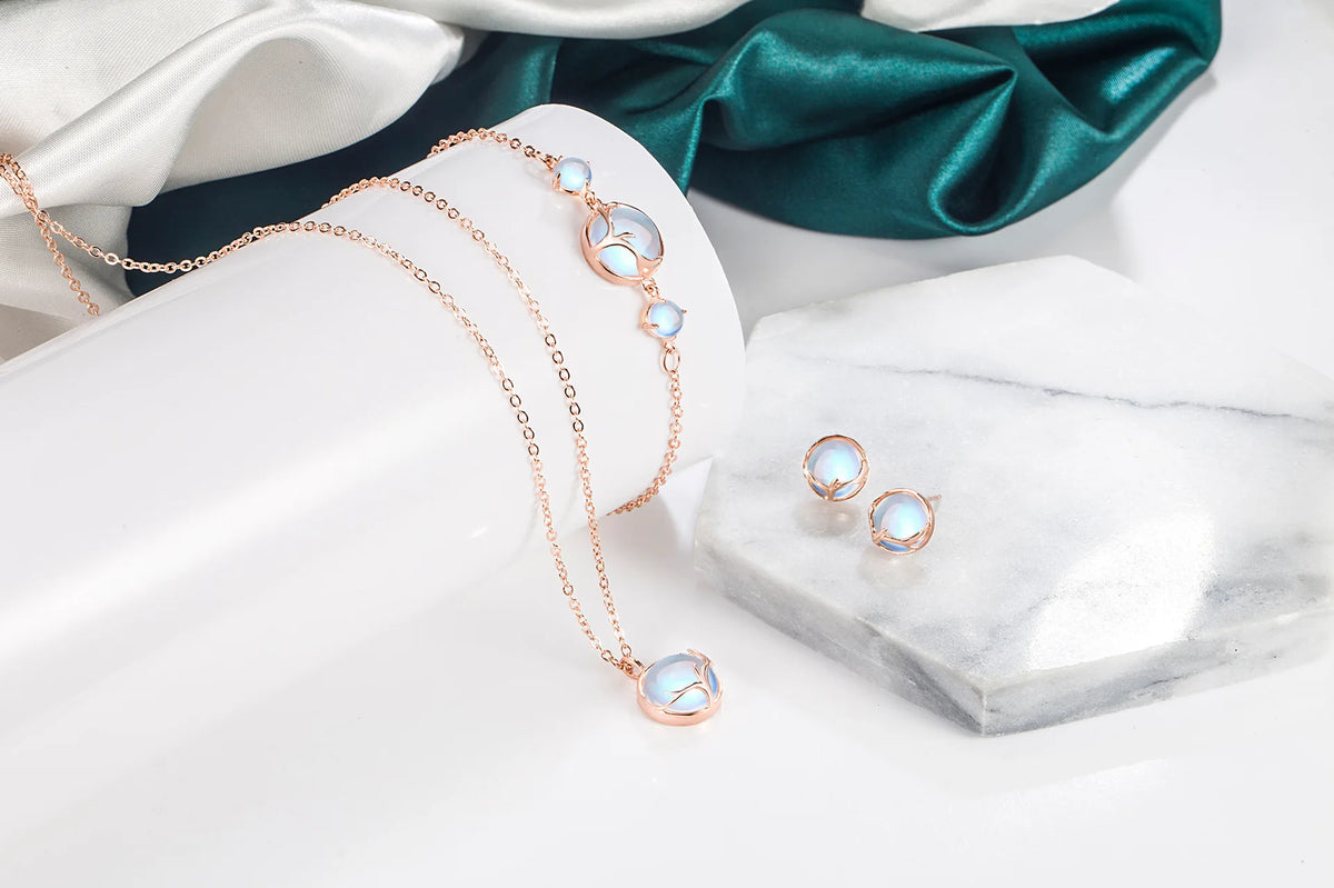 925 Sterling Silver Elegant Women's Jewelry  Sets Round Antler Crystal Earrings Bracelets Necklace Elegant Argent 925 K's Collection Store