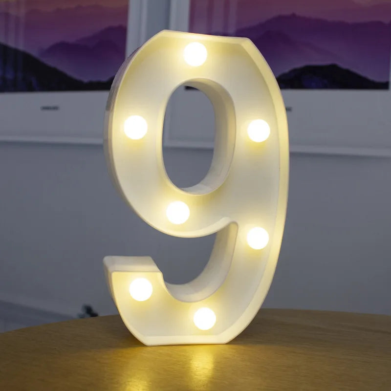 Luxury Alphabet Letter LED Lights Luminous Number Lamp  Battery Night Light for Home Wedding Birthday Christmas Party Decoration K's Collection Store