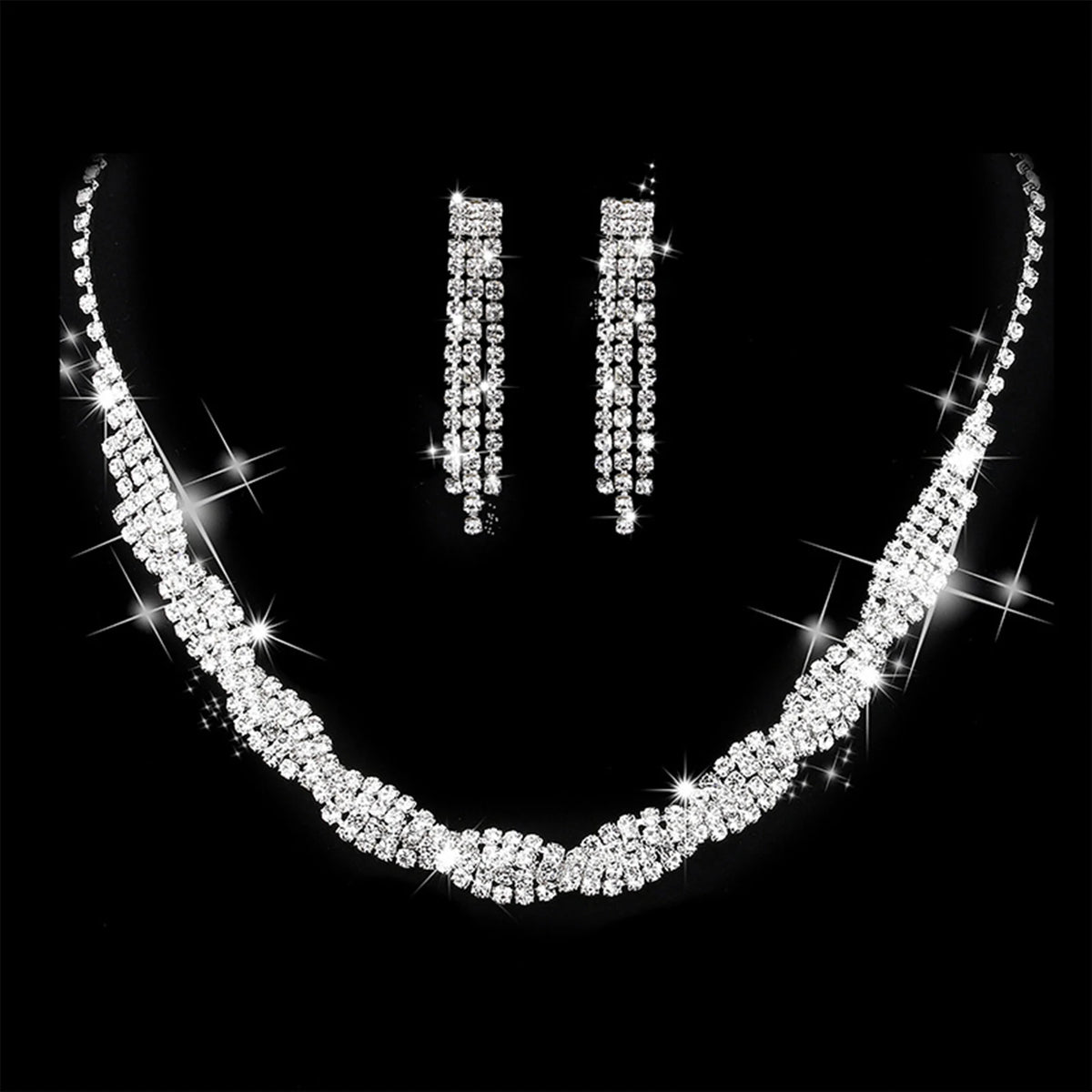 Women's Necklace Earrings Set Zircon Dangle Earrings Set Exquisite Wedding Party Jewelry Set for Anniversary Mother's Day Gift K's Collection Store