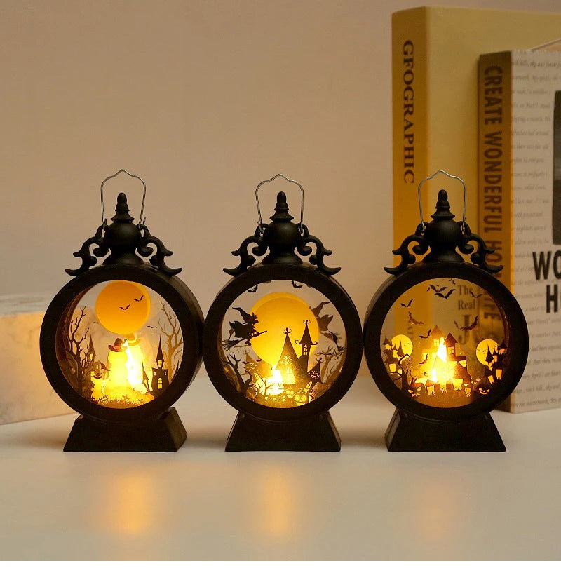 Halloween LED Wind Night Light Portable Pumpkin Ghost Lantern Bar Desktop Ornament Halloween Decor Props Party Supplies DeskLamp K's Collection Store