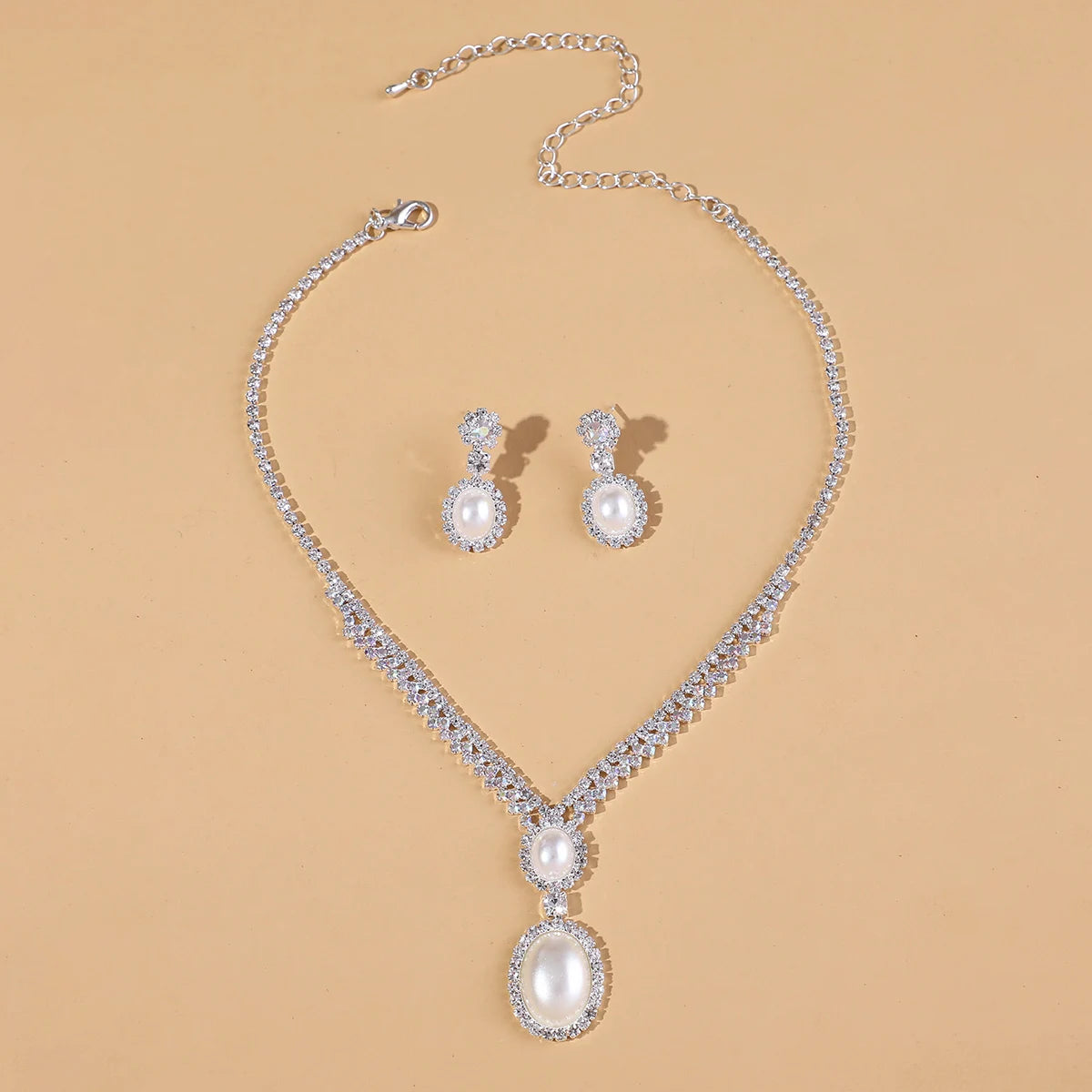 Jewelry Wholesale Fashion New Necklace Earrings Bracelet Set Shiny Bride Jewelry Set Collarbone Necklace K's Collection Store