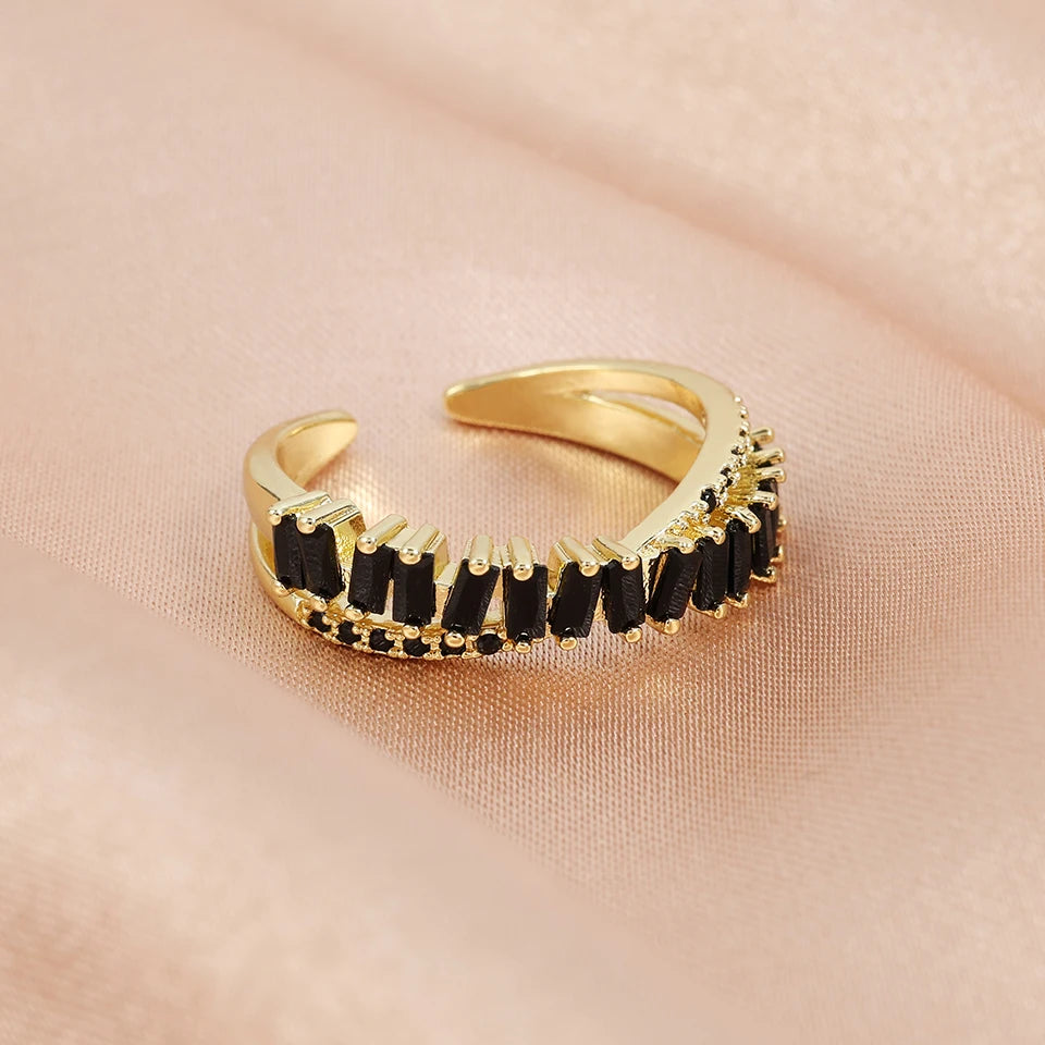 Adjustable Geometric Cubic Zirconia Ring K's Collection Store