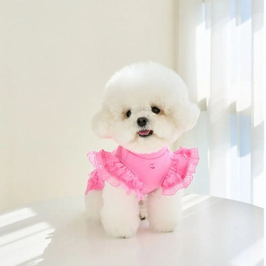 Pet Supplies Lace Pet Summer Vest Soft Flying Sleeve Cat Base Skirt Breathable Dog Clothes Puppy K's Collection Store