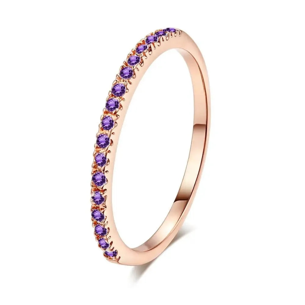 Simple Delicate Trendy Shiny Inlay Zirconia Thin Rings for Women Rose Gold Silver Colour Ring Wedding Accessory Jewelry Gifts K's Collection Store