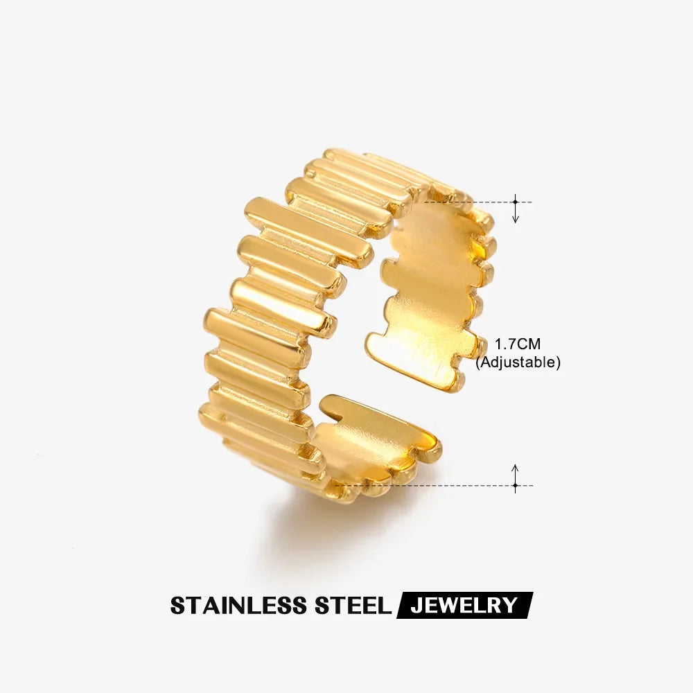 New Trendy Stainless Steel Geometric Rings for Women Gold Color Minimalist Adjustable Finger Rings Wedding Party Jewelry Gifts K's Collection Store