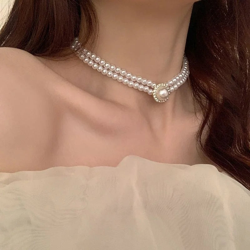 Elegant Big White Imitation Pearl Necklace Earring Ring Jewelry Set Crystal Jewelry Fashion Wedding Bridal Accessory Set Gifts K's Collection Store