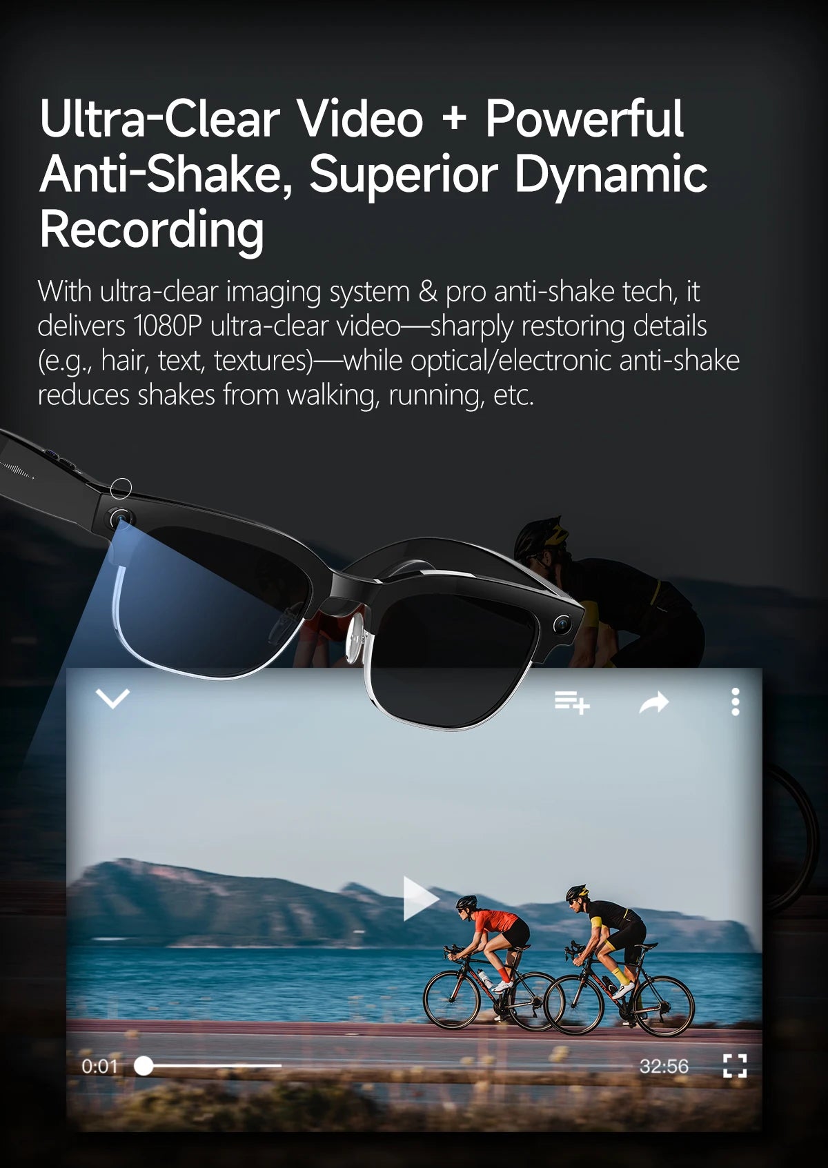2026 New 8MP Ultra-Wide HD Camera Smart Glasses Video Record 4GB AI Photo Recognition BT Call Translation Voice Smart Glasses K's Collection Store