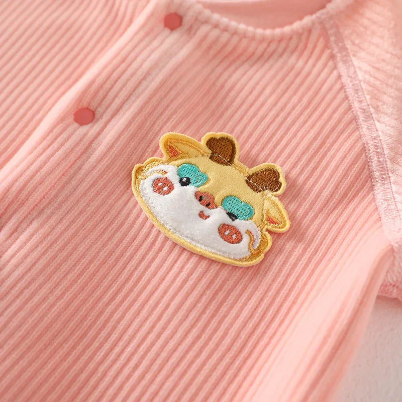 Winter Baby Jumpsuit Long Sleeves and Long Pants Warm Double-faced Fleece Cartoon Design for Boys Girls Bodysuit K's Collection Store