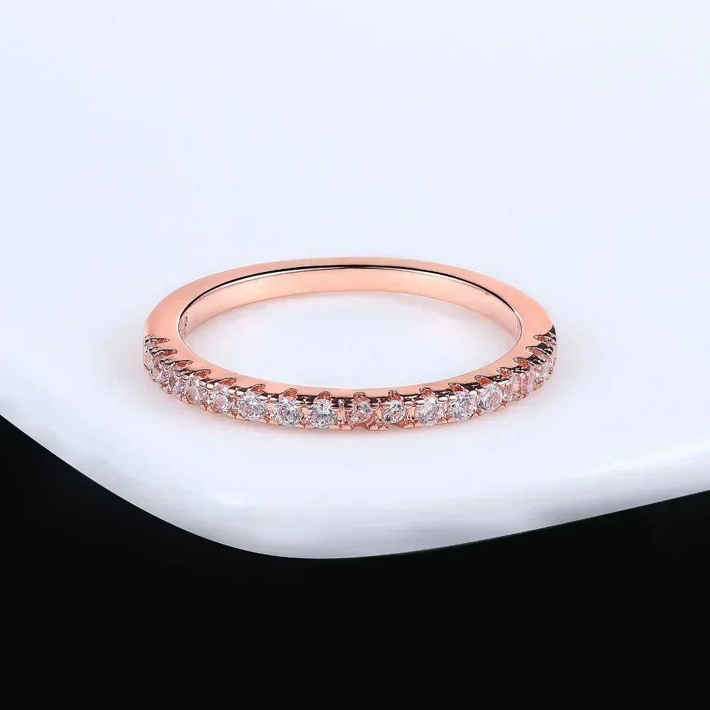 Simple Delicate Trendy Shiny Inlay Zirconia Thin Rings for Women Rose Gold Silver Colour Ring Wedding Accessory Jewelry Gifts K's Collection Store