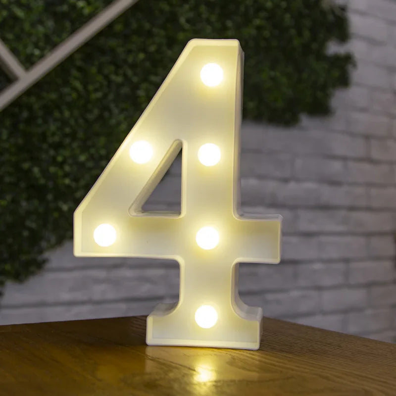 Luxury Alphabet Letter LED Lights Luminous Number Lamp  Battery Night Light for Home Wedding Birthday Christmas Party Decoration K's Collection Store