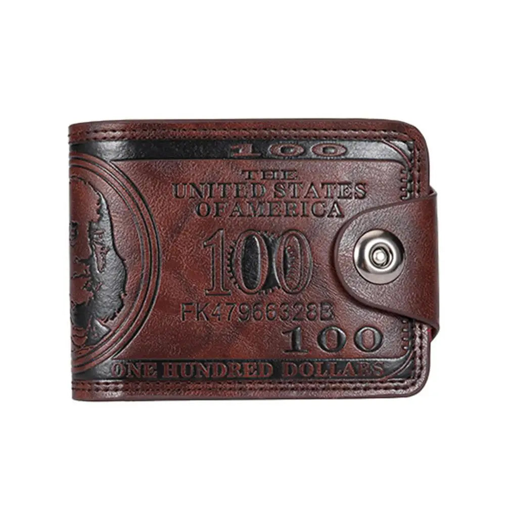 Men's Wallets with 100 US Dollar Pattern Hasp Male Leather Wallet with Zipper Card Holder Coin Pocket Purse Cartera Hombre K's Collection Store