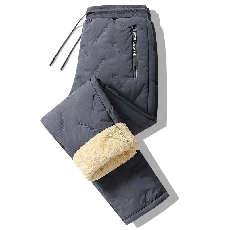 Winter Sweatwear Men Plush Thick Fleece Sweatpant Lambswool Thermal Trousers Casual Pants Waterproof Windproof Warm Cotton Pants K's Collection Store