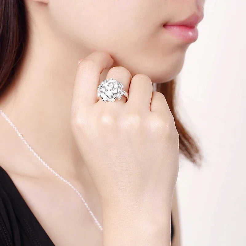 Charm women 925 sterling Silver Jewelry set fine rose flower bangle Bracelets rings necklaces earring stud Party gifts K's Collection Store