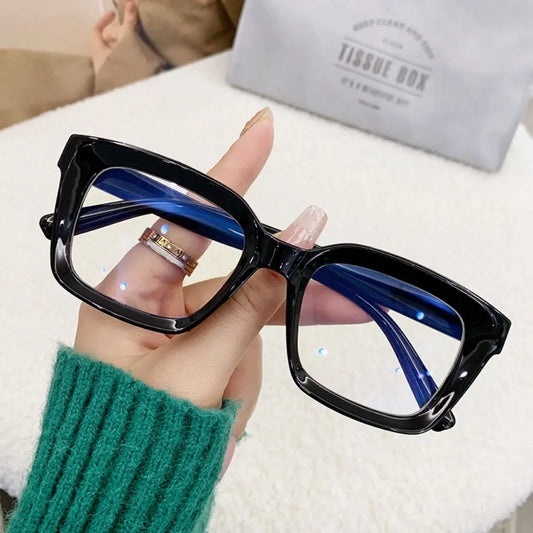 Oversized Square Glasses Anti Blue Light Glasses Large Frame Myopia Glasses Flat Light Glasses Transparent Eyeglasses K's Collection Store