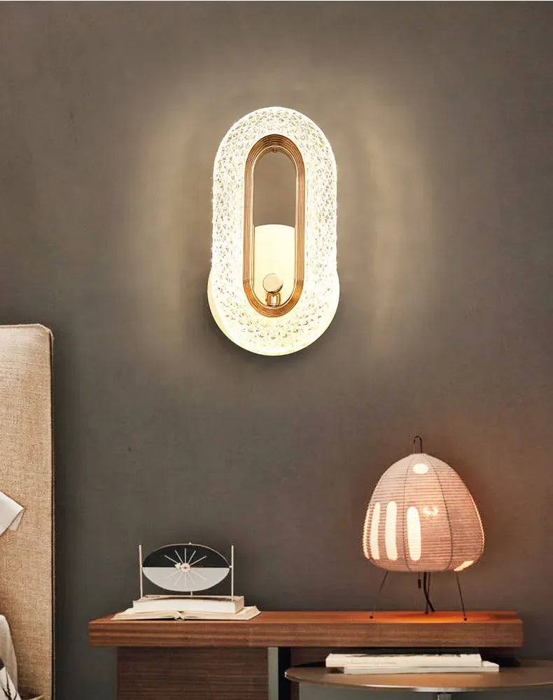 Luxury Bedroom Decoration Wall Lamp Acrylic Lampshade Rose Gold Metal Body Sconce Light LED Home Corridor Warm Atmosphere Lustre K's Collection Store