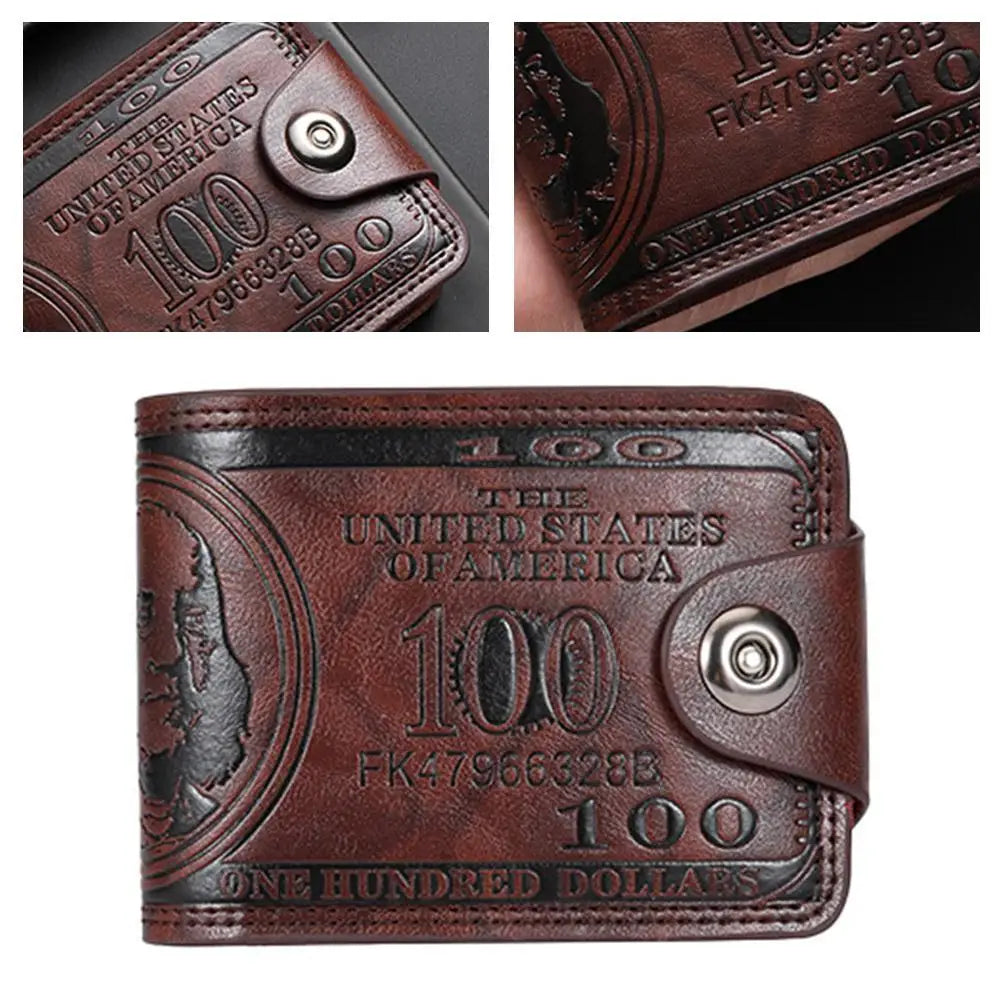 Men's Wallets with 100 US Dollar Pattern Hasp Male Leather Wallet with Zipper Card Holder Coin Pocket Purse Cartera Hombre K's Collection Store