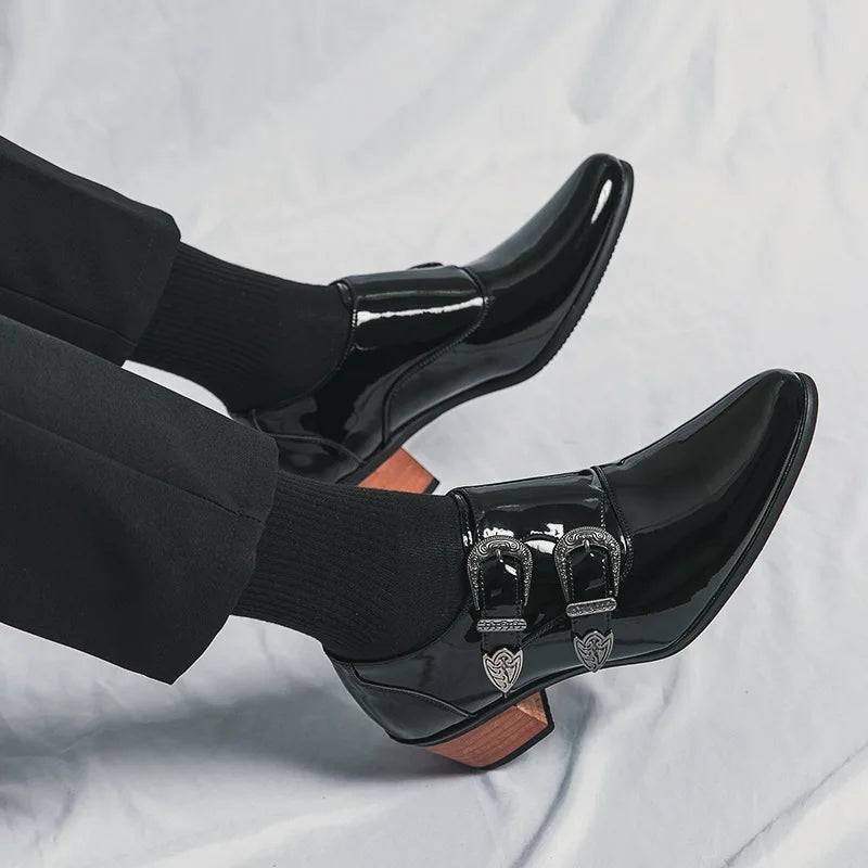 Luxury Classic High Heels Men Leather Shoes Height Increasing Casual Wedding Party Dancing Shoes Men Spring/Autumn K's Collection Store