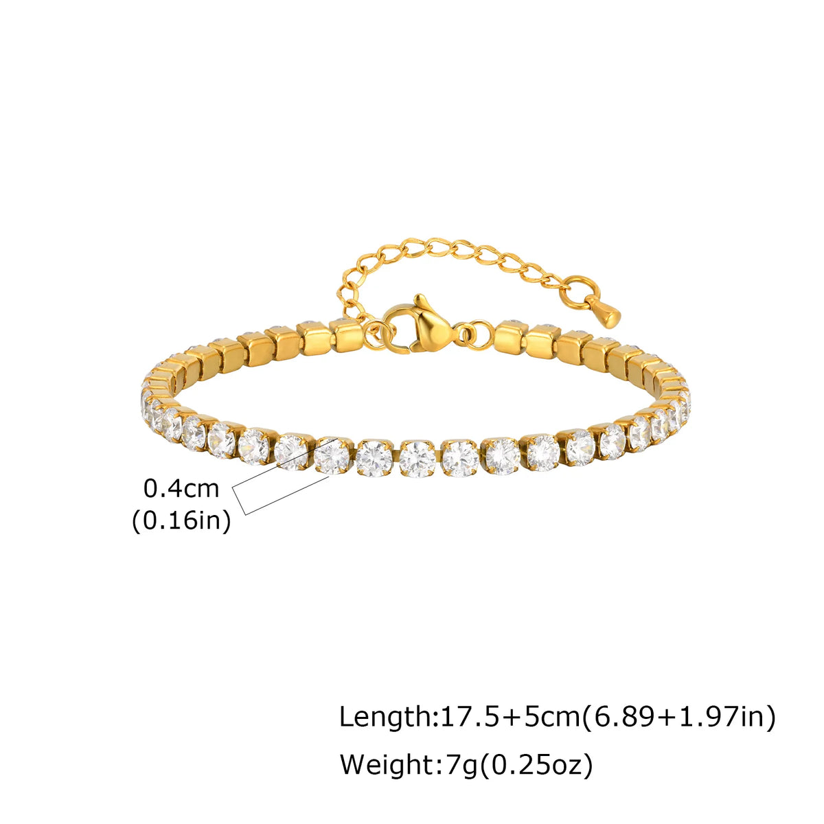 Classic Charm Tennis Bracelet for Women, AAA Zircon Stainless Steel Chain Bracelet, Wedding Birthday Party Jewelry Waterproof K's Collection Store