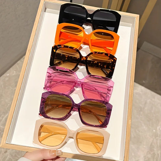 Oversized Geometric Square Sunglasses Retro Trendy Street Style Shades UV400 Sun Blocking Eyewear Lightweight K's Collection Store
