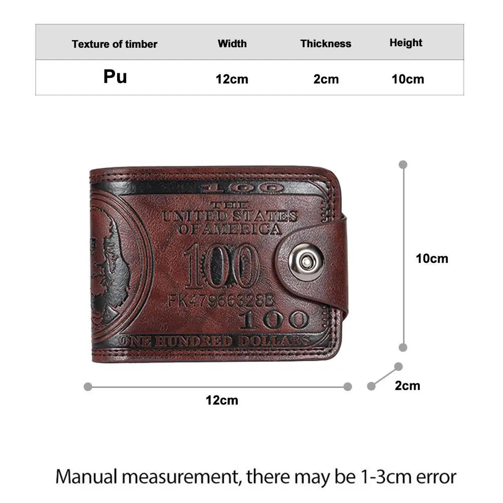 Men's Wallets with 100 US Dollar Pattern Hasp Male Leather Wallet with Zipper Card Holder Coin Pocket Purse Cartera Hombre K's Collection Store