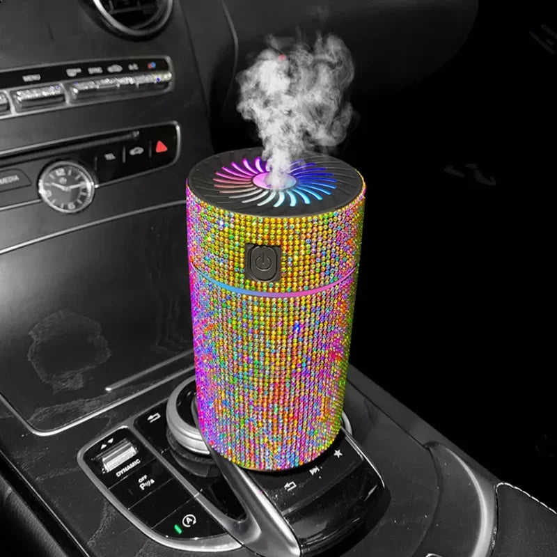 Luxury Diamond Car Diffuser Humidifier with LED Light Auto Air Purifier Aromatherapy Diffuser Air Freshener Car Accessories K's Collection Store