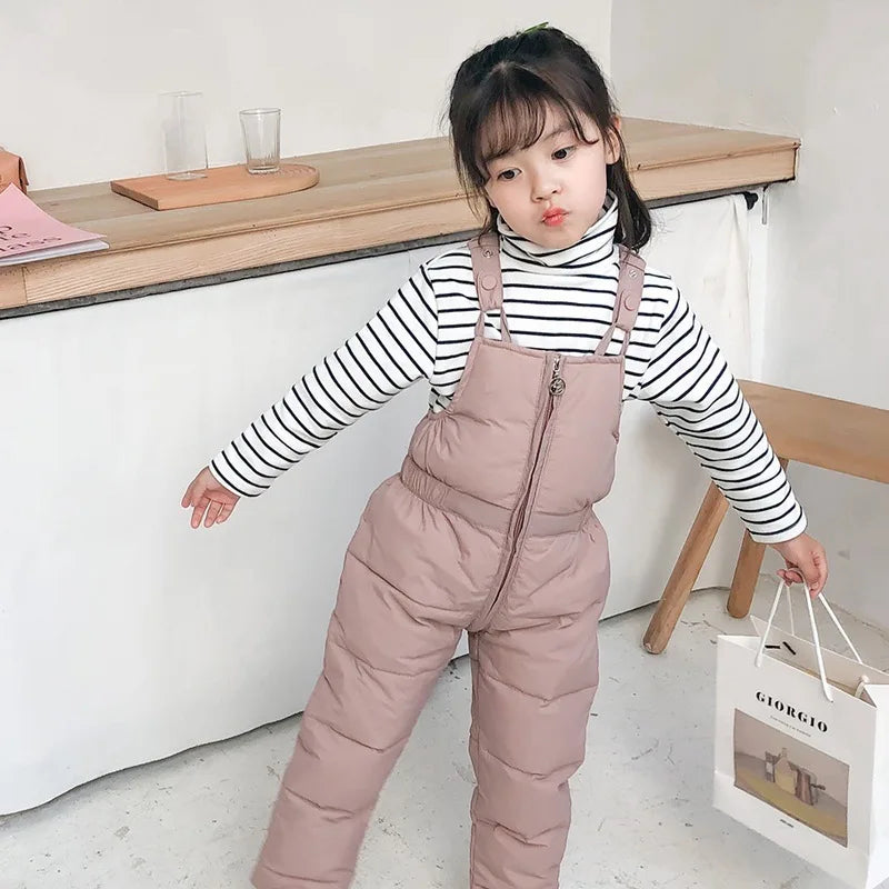 Children Winter Warm Overalls Girls & Boys Winter Thick Pants Cotton Filling Kids Overalls Toddler Baby Ski jumpsuit 1-5 years K's Collection Store