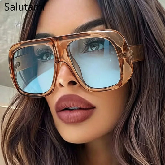 New Vintage Oversized Square Sunglasses for Women Fashion Big Frame Black Sun Glasses Men Outdoor Driving Glasses Shades UV400 K's Collection Store