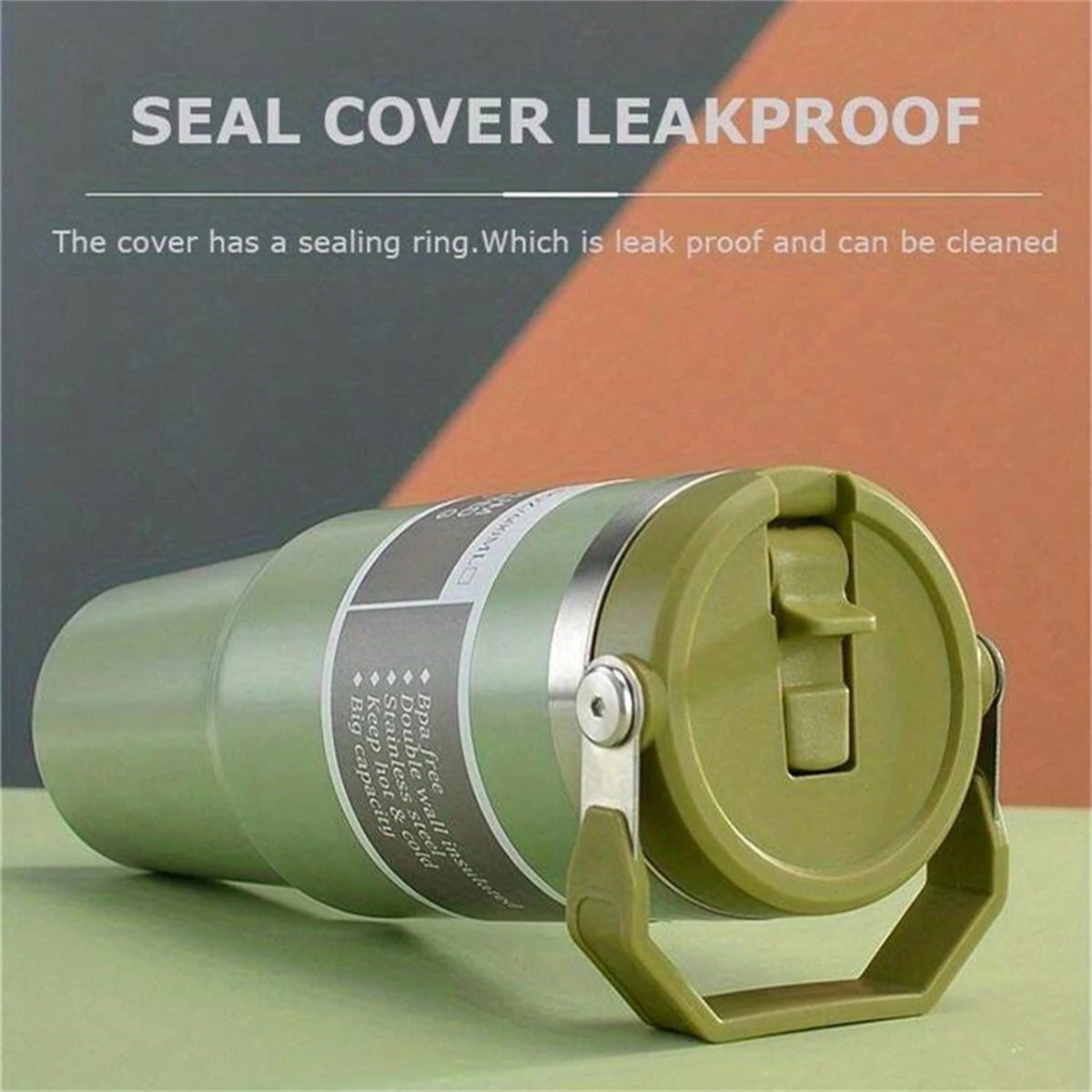 1pc Vacuum Tumbler with Lid Stainless Steel Portable Water Bottle with Dazzling Handle Insulated Tumbler Tote Handle 20/30OZ K's Collection Store
