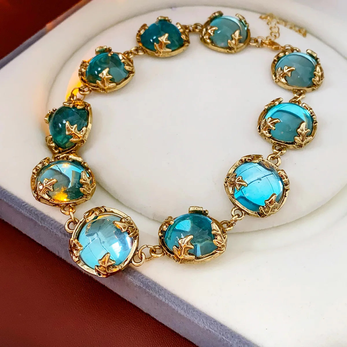 Vintage Fashion Wedding Jewelry Sets for Women Light Luxury Round Resin Necklace Versatile High-end Earring Bracelet K's Collection Store