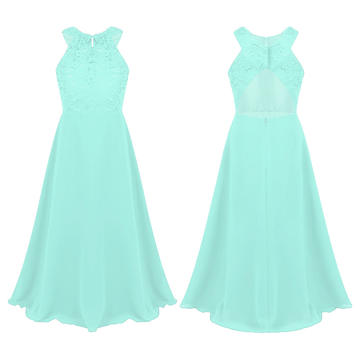 Kids Chiffon Floral Lace Cutout Back Flower Girl Dress Childs Girls Children Wedding Birthday Party Clothes K's Collection Store