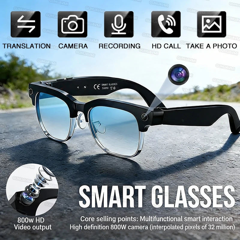 2026 New 8MP Ultra-Wide HD Camera Smart Glasses Video Record 4GB AI Photo Recognition BT Call Translation Voice Smart Glasses K's Collection Store