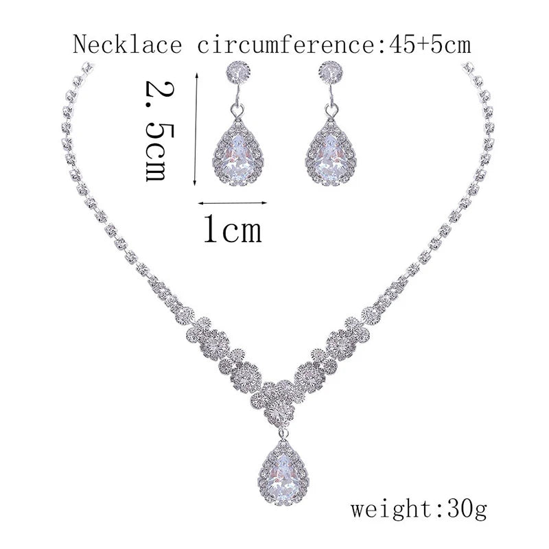 Women's Necklace Earrings Set Zircon Dangle Earrings Set Exquisite Wedding Party Jewelry Set for Anniversary Mother's Day Gift K's Collection Store