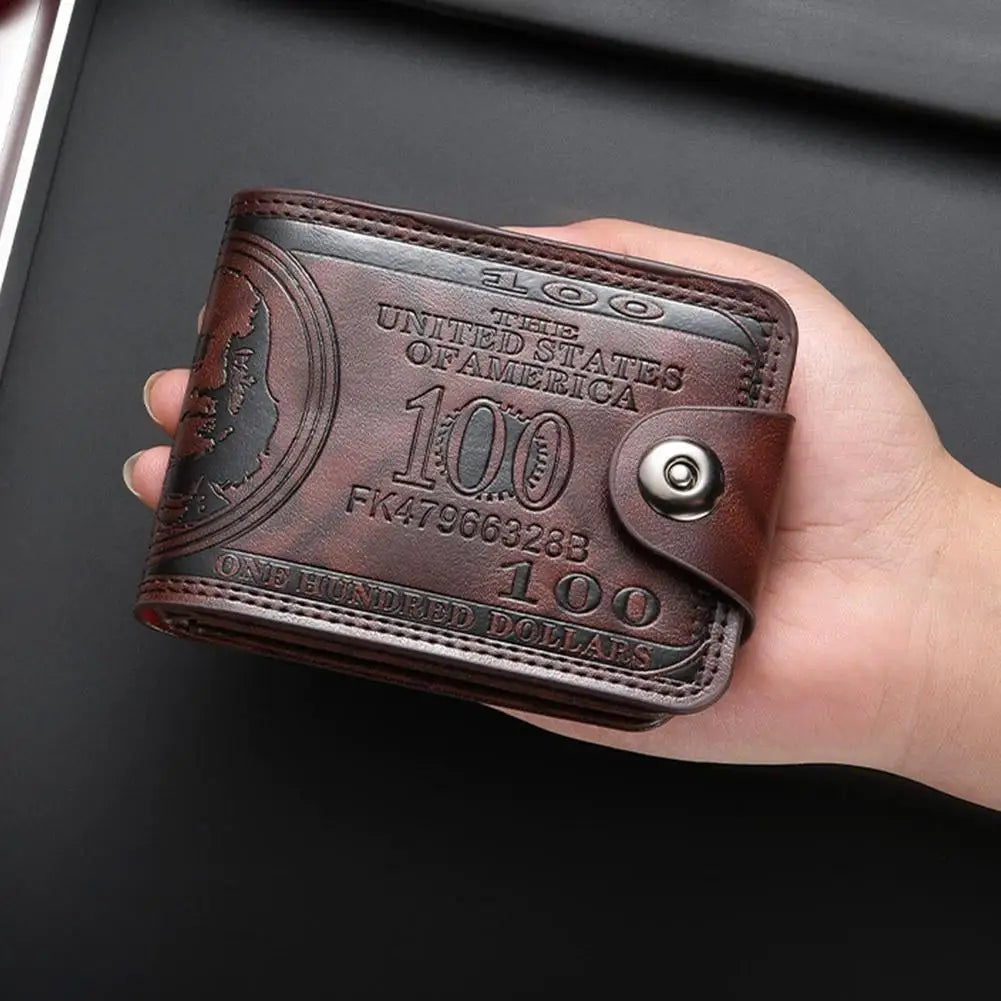 Men's Wallets with 100 US Dollar Pattern Hasp Male Leather Wallet with Zipper Card Holder Coin Pocket Purse Cartera Hombre K's Collection Store