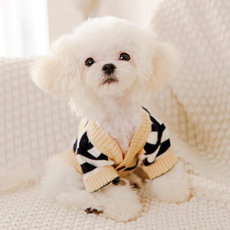Luxury Striped Dog Cardigan Sweater | Small Dogs, Chihuahua, Bichon, Kitten – Warm Pet Coat K's Collection Store