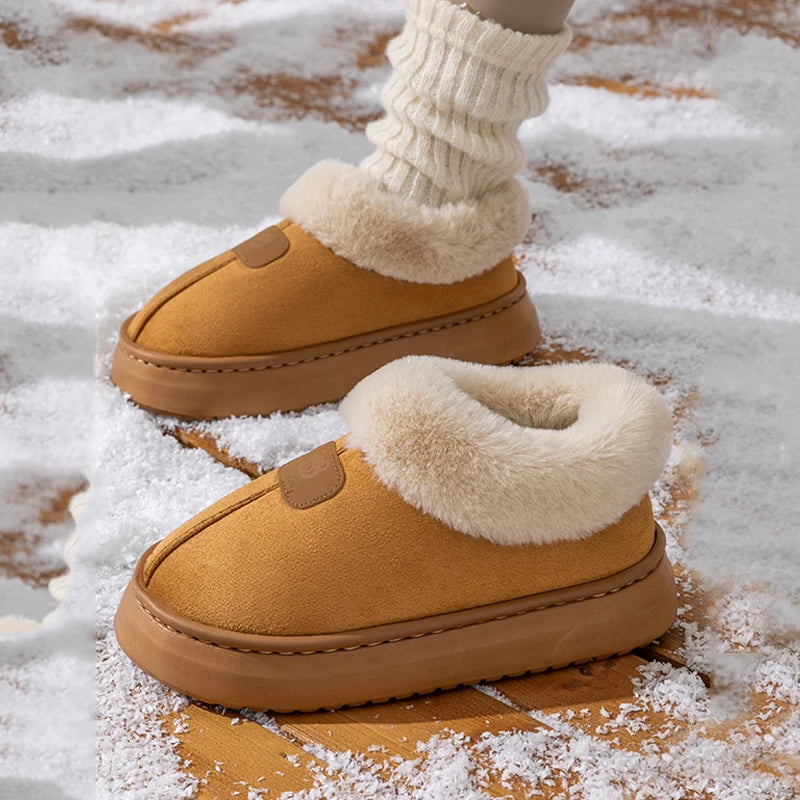Winter Women's Indoor Slippers Warm Thick Sole Soft Sole Comfortable Outdoor Non Slip Snow Boots Fashion Bedroom Home Shoes K's Collection Store