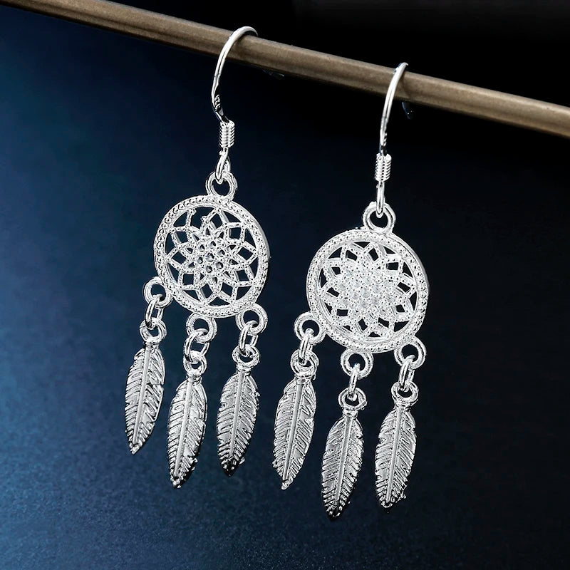 JewelryTop Fine 925 Sterling Silver Charm Necklace Earring Jewelry for Women Retro Set Wedding Gift TRENDY K's Collection Store