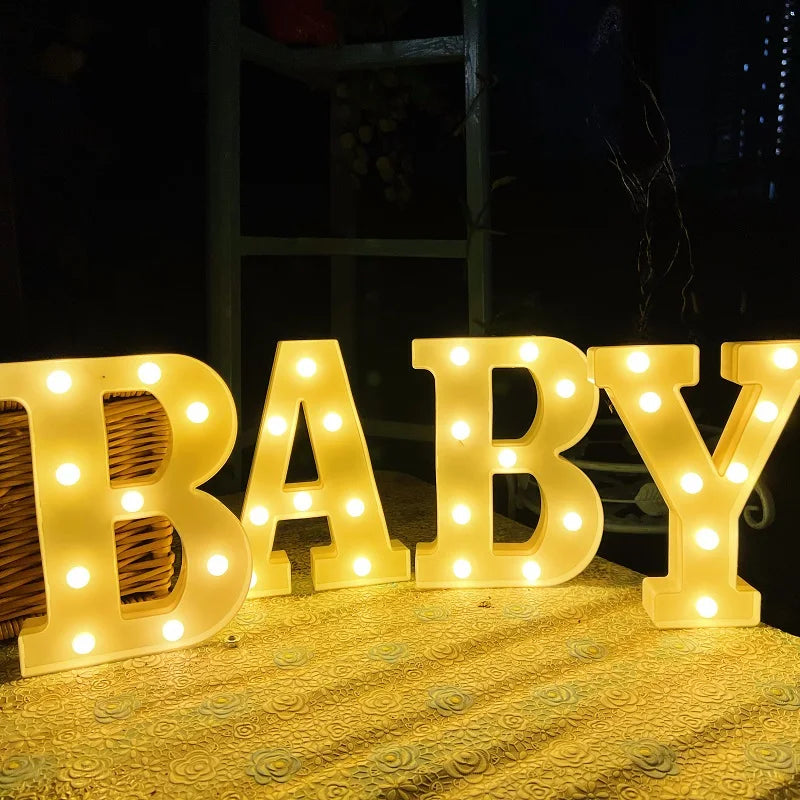 Luxury Alphabet Letter LED Lights Luminous Number Lamp  Battery Night Light for Home Wedding Birthday Christmas Party Decoration K's Collection Store