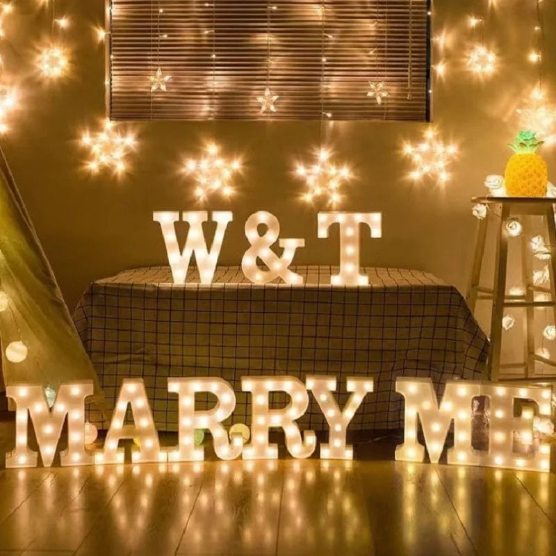 Luxury Alphabet Letter LED Lights Luminous Number Lamp  Battery Night Light for Home Wedding Birthday Christmas Party Decoration K's Collection Store