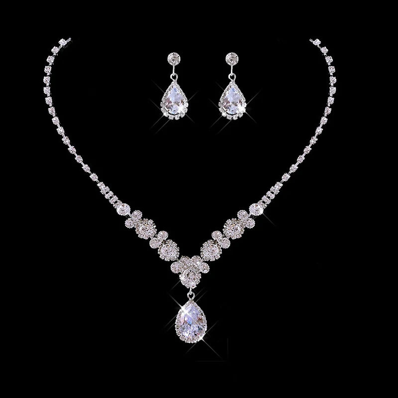 Women's Necklace Earrings Set Zircon Dangle Earrings Set Exquisite Wedding Party Jewelry Set for Anniversary Mother's Day Gift K's Collection Store