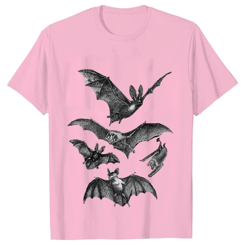 Gothic T Shirts for Men Witchy Clothing Goth Dark Grunge T-shirt Aesthetic Halloween Vampire Bat Vintage Clothes Short Sleeve K's Collection Store